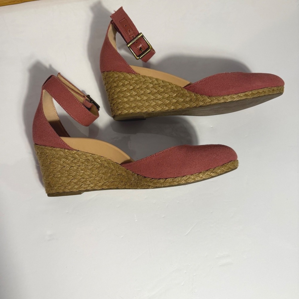 Vionic Womens Rose Pink Canvas Espadrille Wedge Ankle Strap Sandals Size 8 - Picture 11 of 13